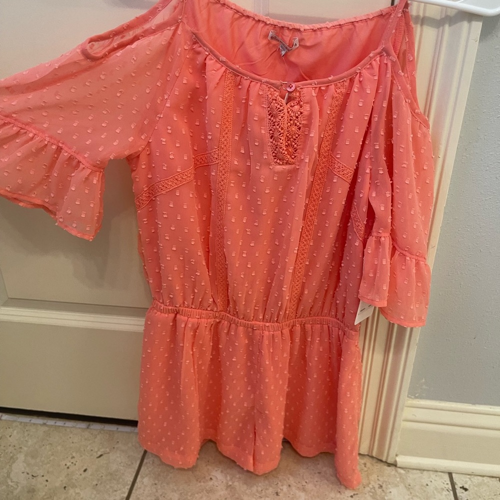 coral romper for girls